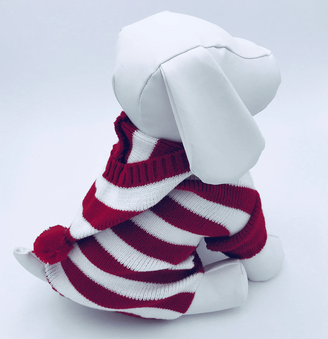 I Love Santa ~ Knit Red and White Dog Hoodie Sweater image 1
