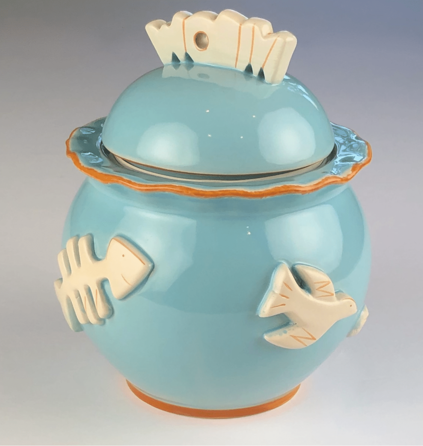Ceramic Cat Treat Jar - Sky Blue image 1