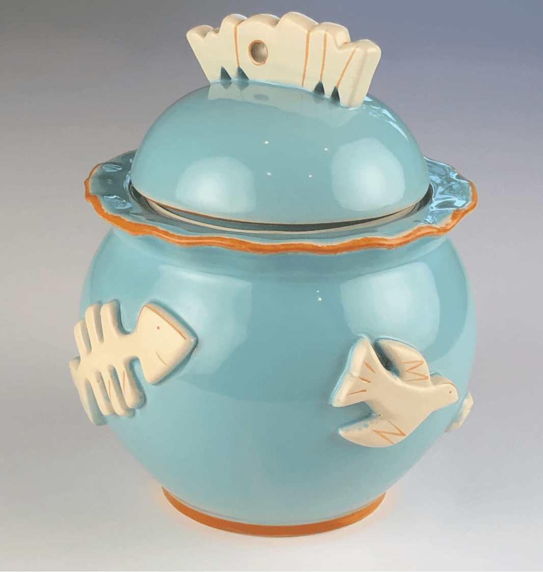 Ceramic Cat Treat Jar - Sky Blue image 1
