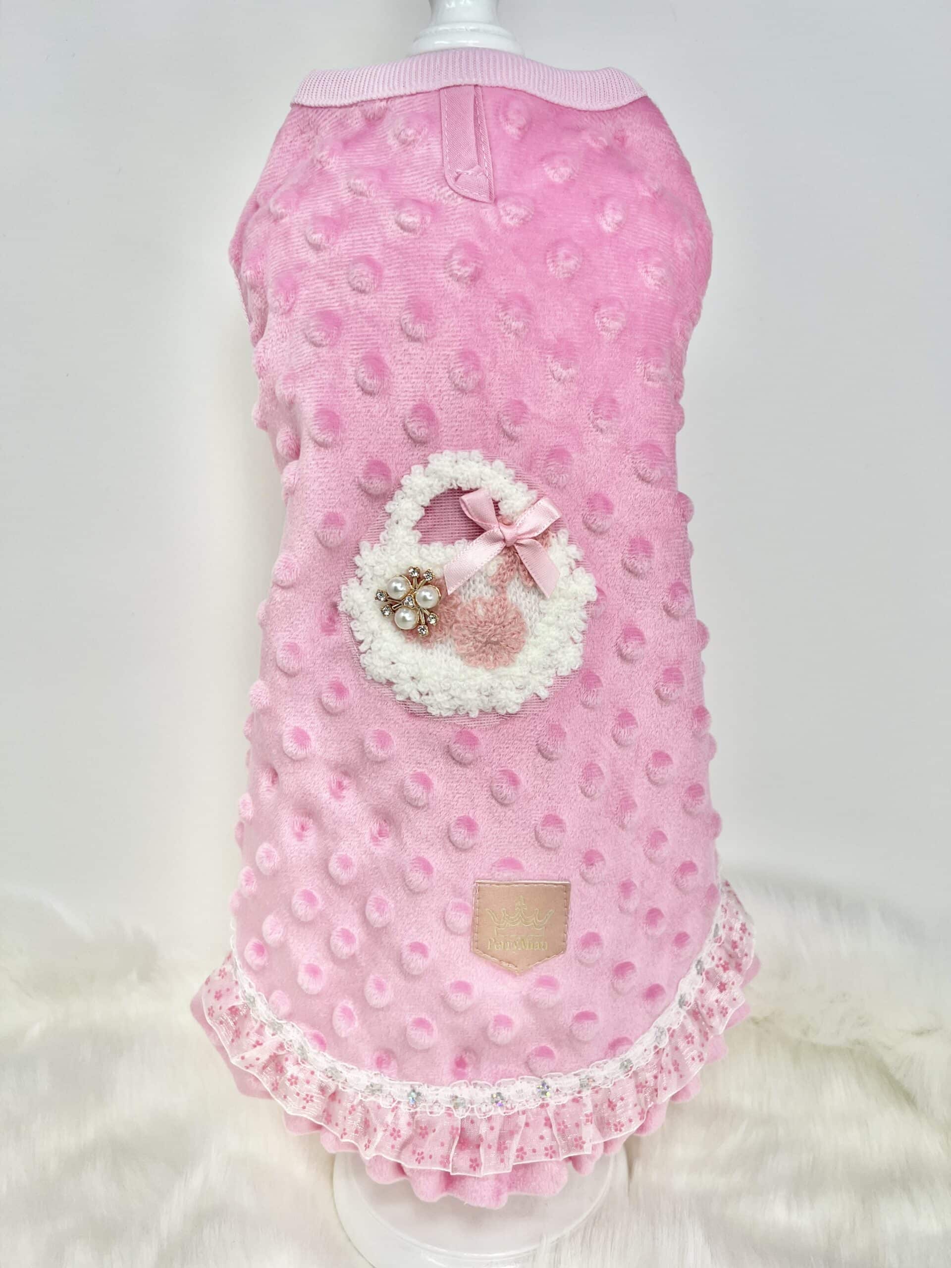 Minky Dots Fleece Bubble Gum Pink Dog Dress image 0