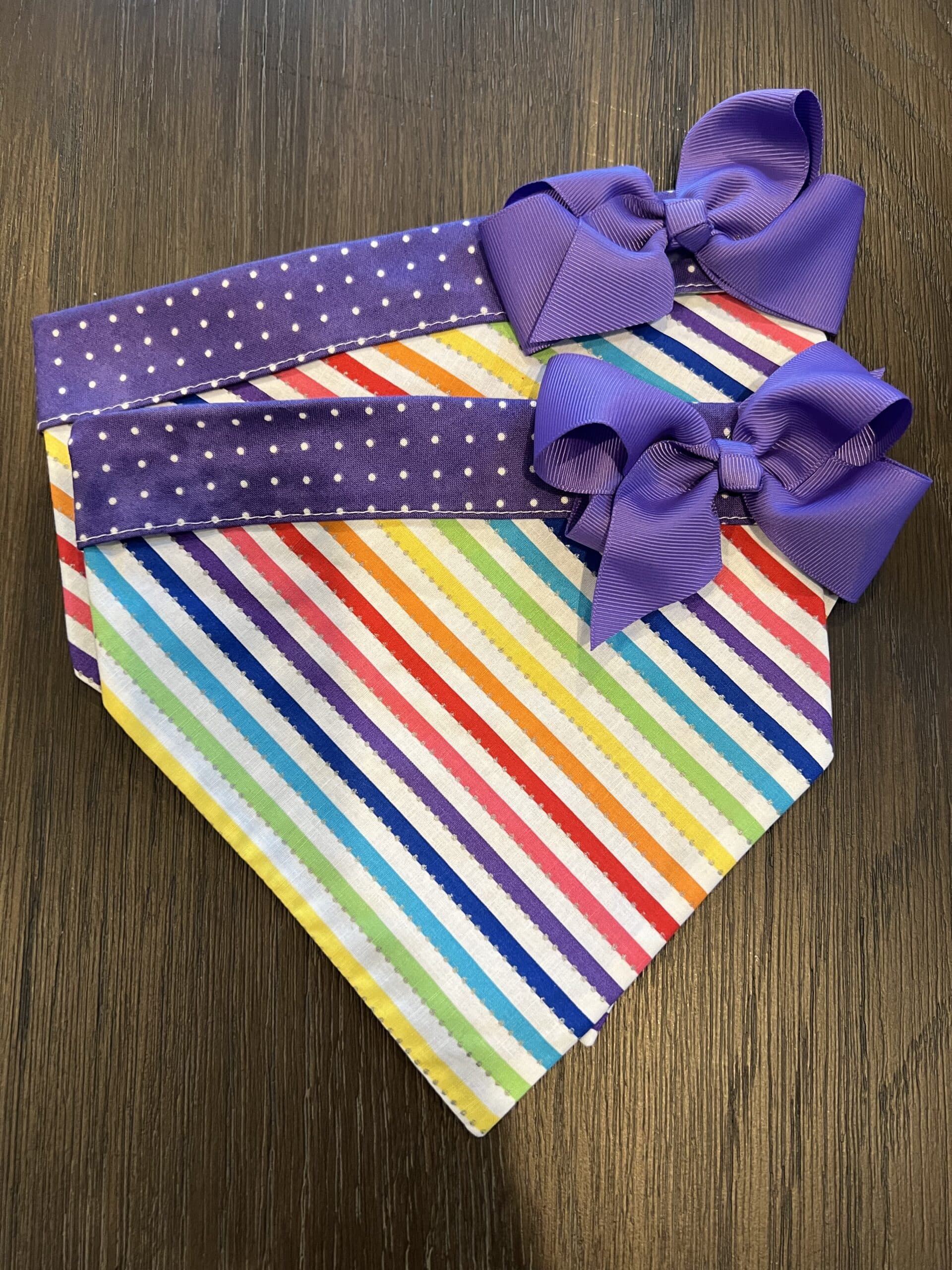 Rainbow Stripes Dog Bandana with Bow image 0