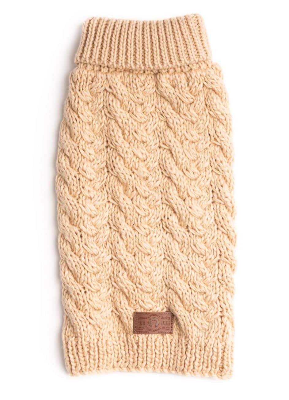 Cream Wool Turtleneck Dog Sweater image 0