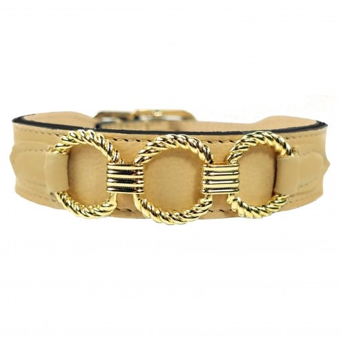 Athena Dog Collar in Vanilla & Gold image 0