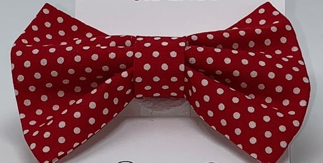 Red & White Poka-Dot Dog Bow Tie image 0