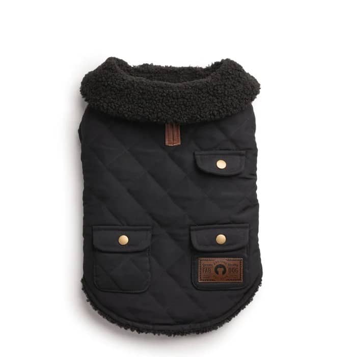 Quilted Shearling Dog Coat Black image 0