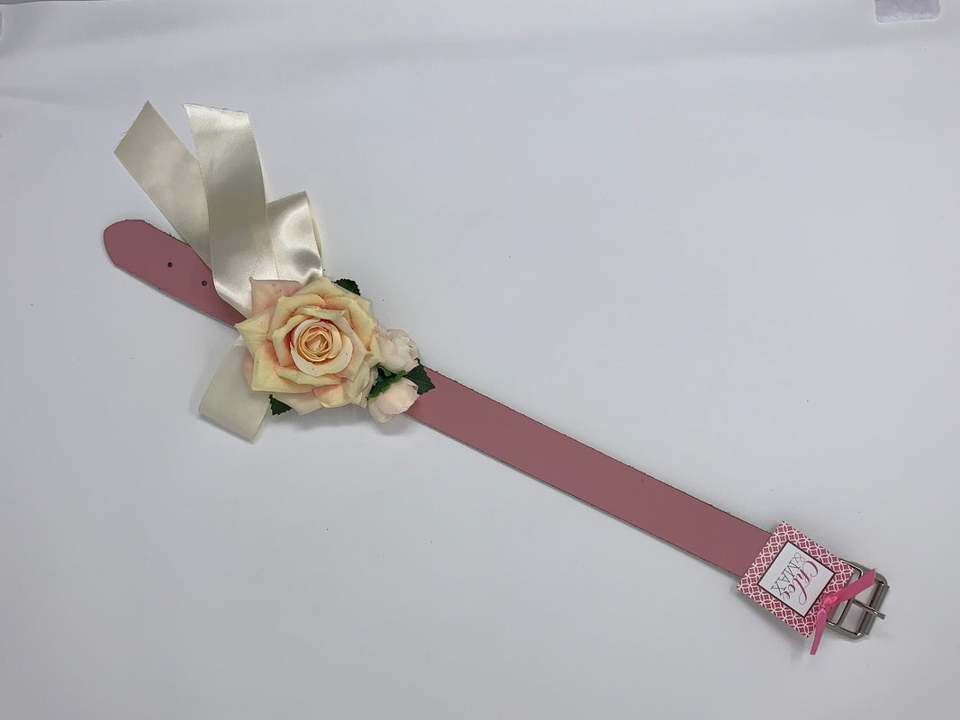 Pink Collar / Cream Rose Dog Collar image 1