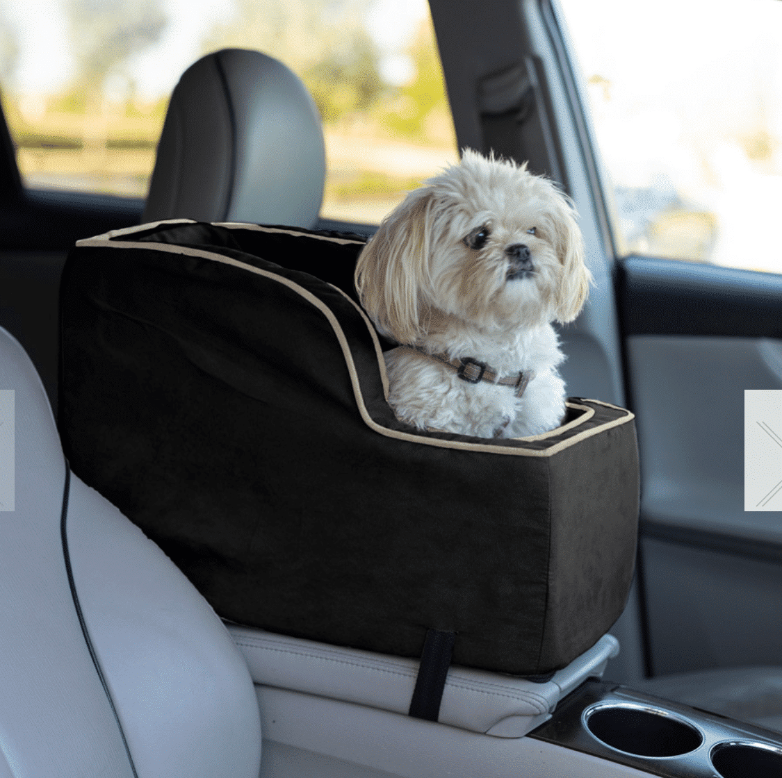Snoozer Luxury High-Back Console Dog Car Seat - Black / Herringbone - Small image