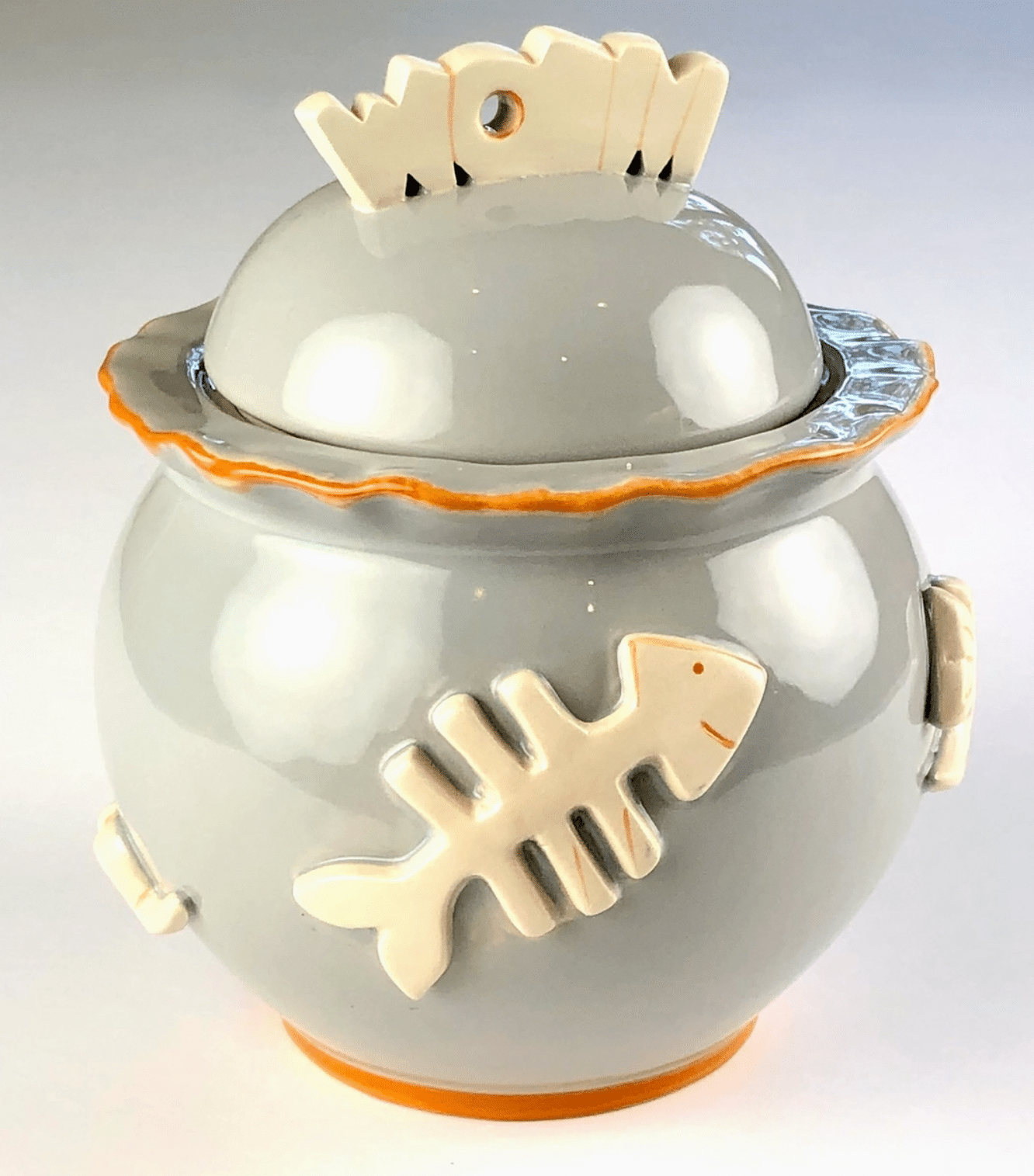 Ceramic Cat Treat Jar - French Grey image 1