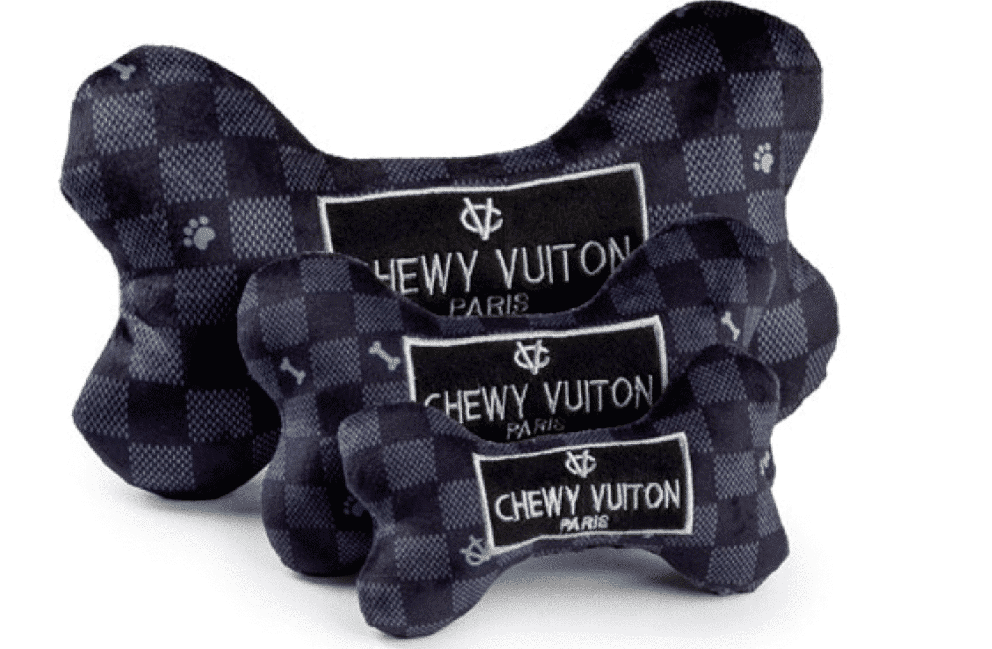 Black Checker Chewy Vuiton Dog Bone image 0