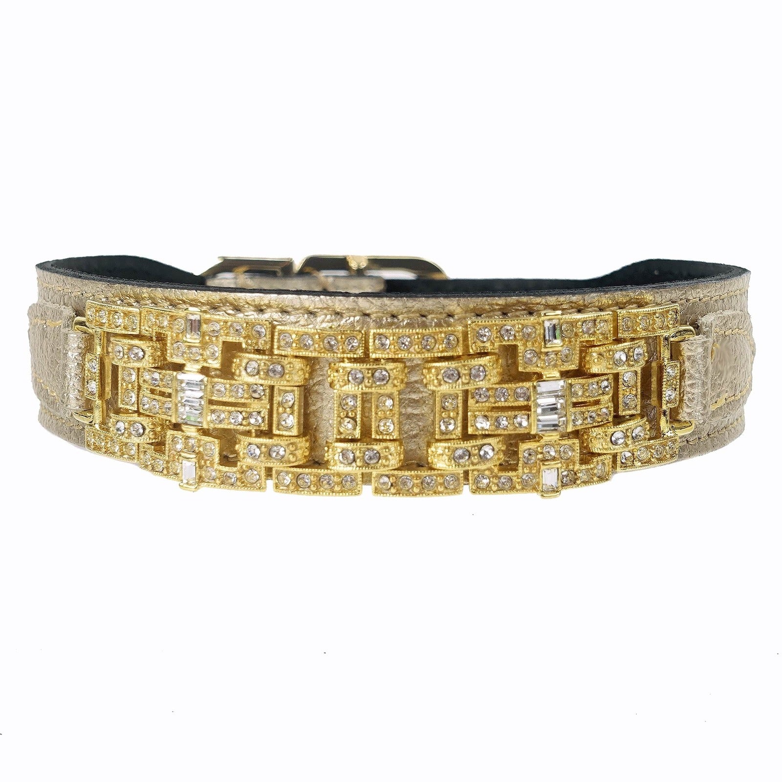 Haute Couture Art Deco Dog Collar in Metallic Gold & Gold