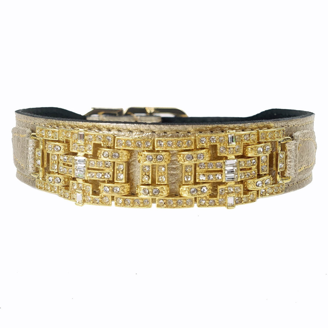 Haute Couture Art Deco Dog Collar in Metallic Gold & Gold