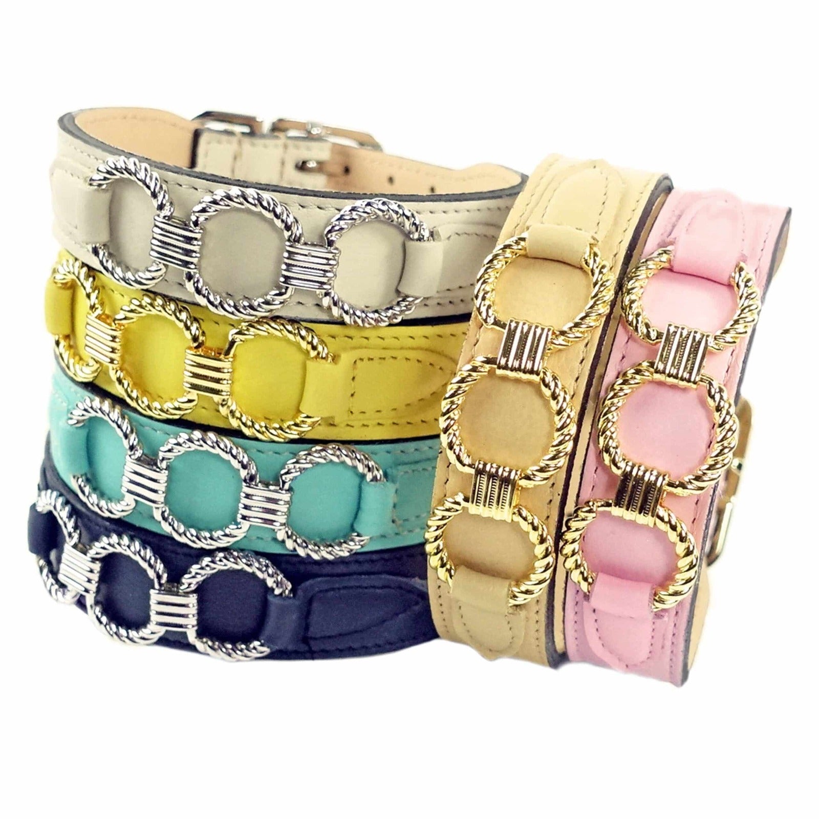Athena in Eggshell & Nickel - Dog Collar