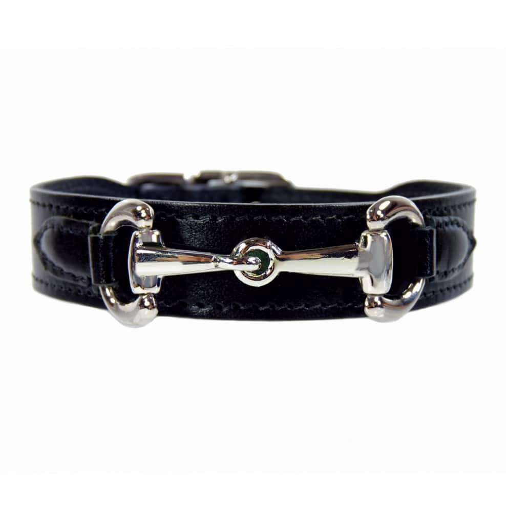 Belmont Dog Collar in Jet Black & Nickel