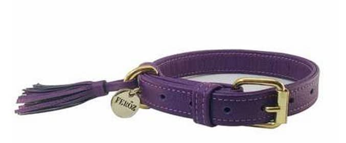 Feroz Leather Dog Collar - Coral Collection - Aubergine, X-Large image