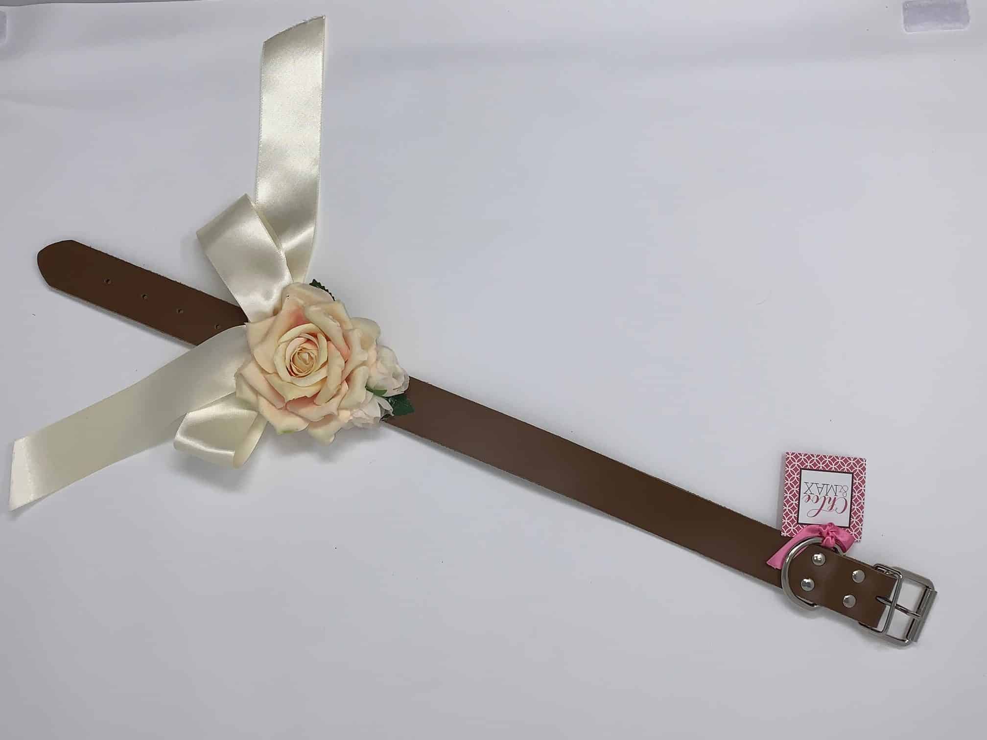 Tan Collar / Cream Rose Dog Collar image 1