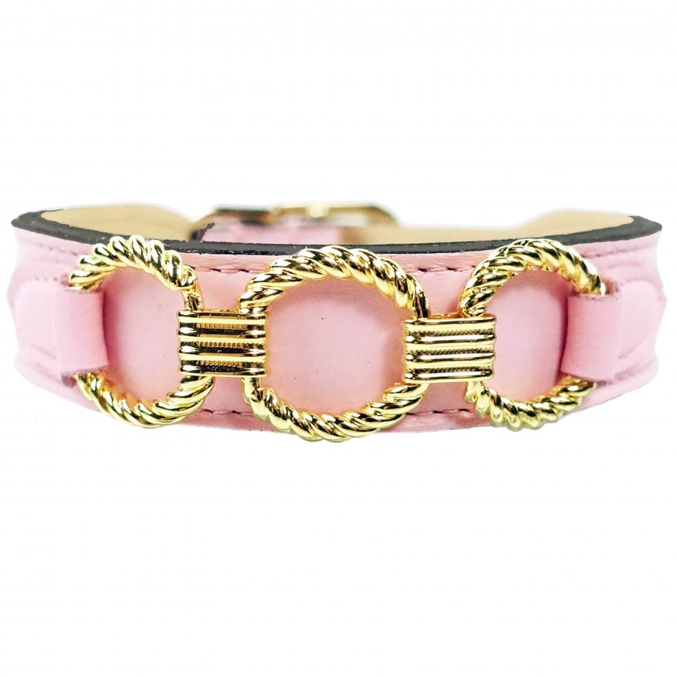 Athena in Sweet Pink & Gold Dog Collar image 1