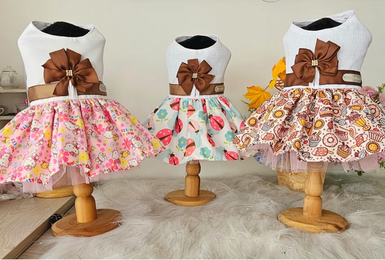 PerryMiau Sweet Delight Brown & White Dog Dress image 2