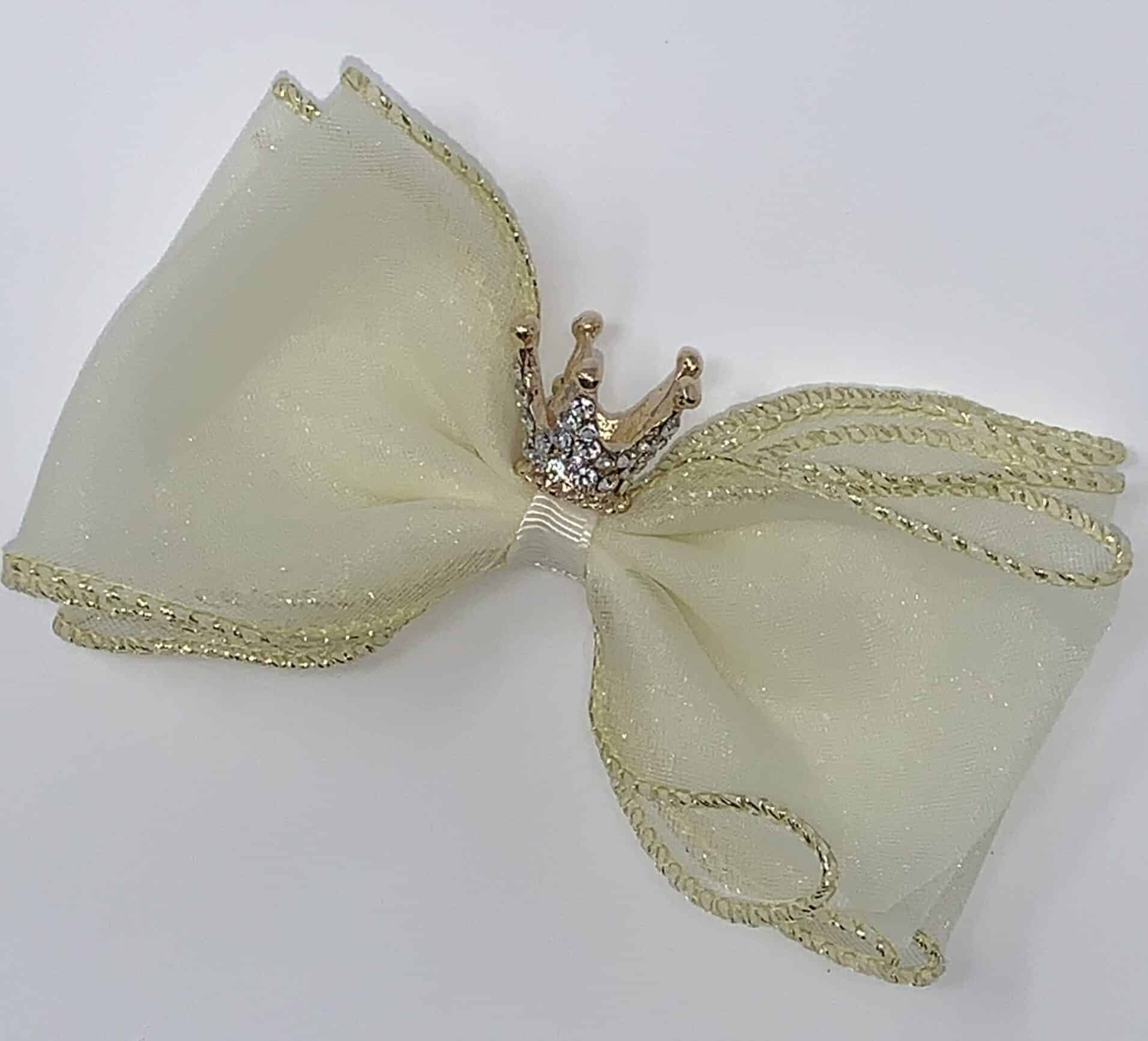 Big Crown Cream Dog Bow Clip image 0