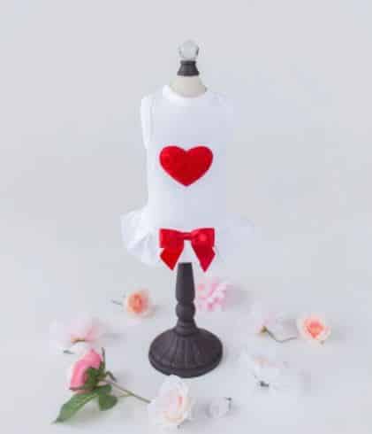 Laced Puff Heart Dog Dress - Red image 0