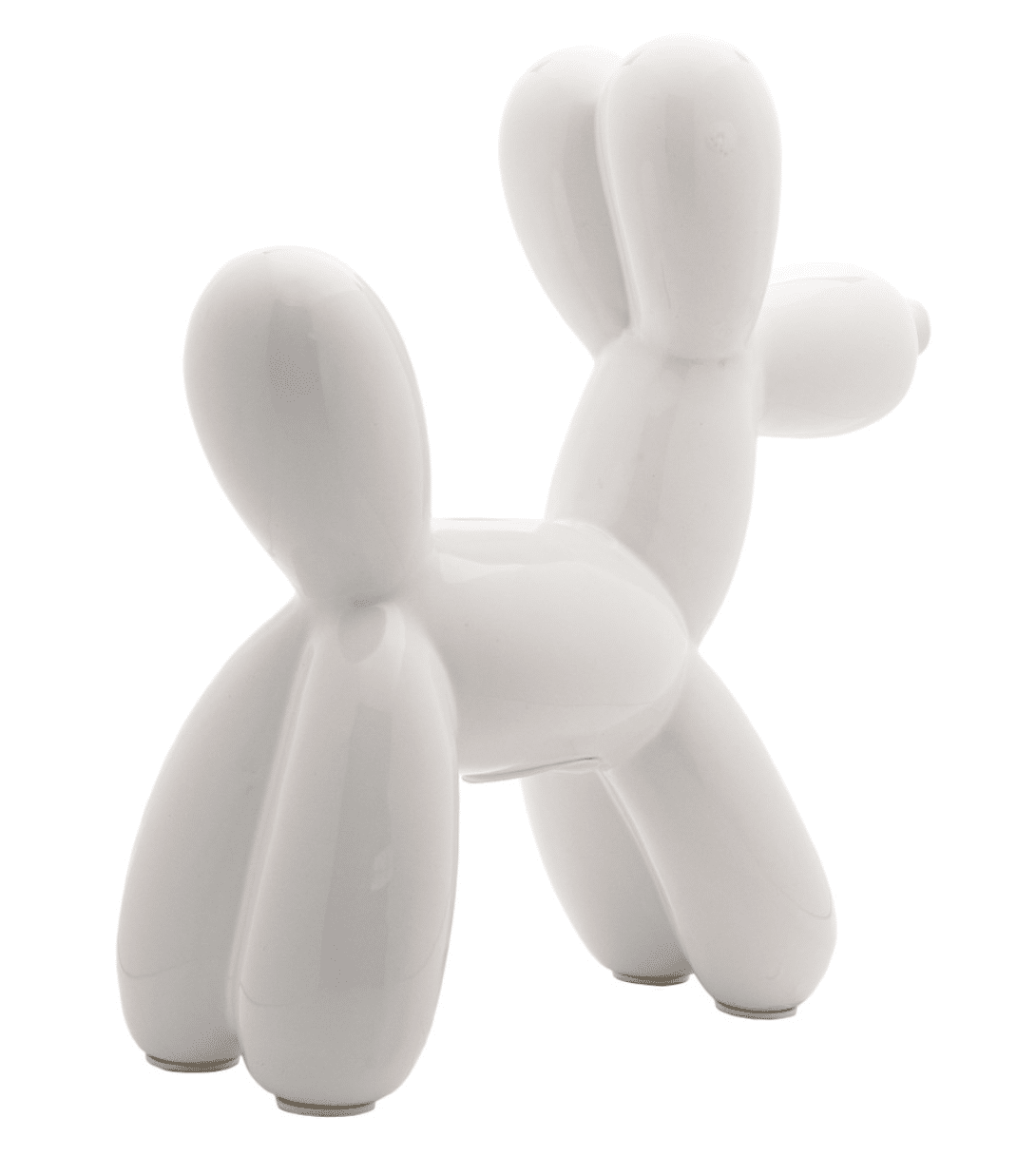 White 12" Ceramic Balloon Dog Bank image 2