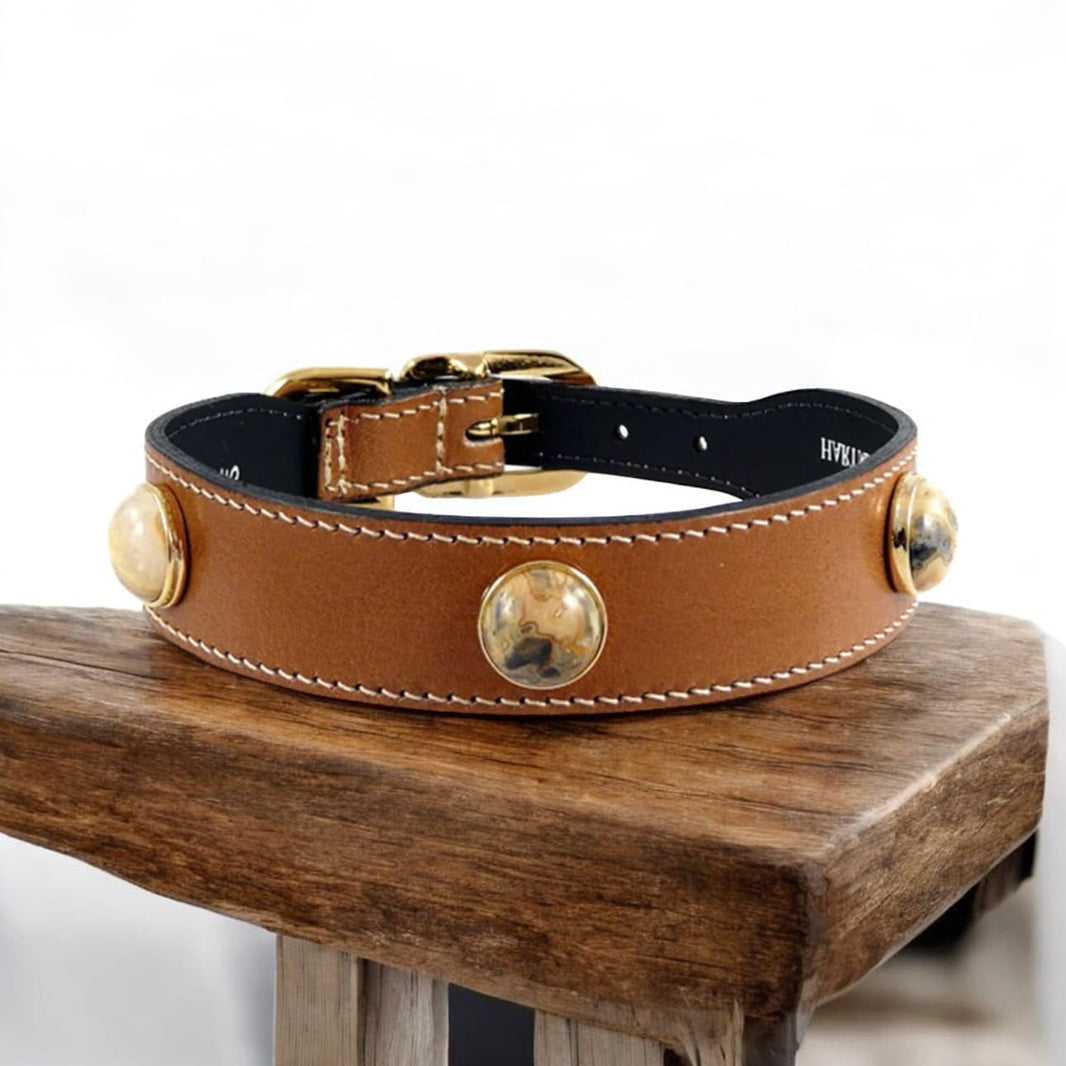 Au Naturale Dog Collar in Tan & Mexican Crazy Lace image 0