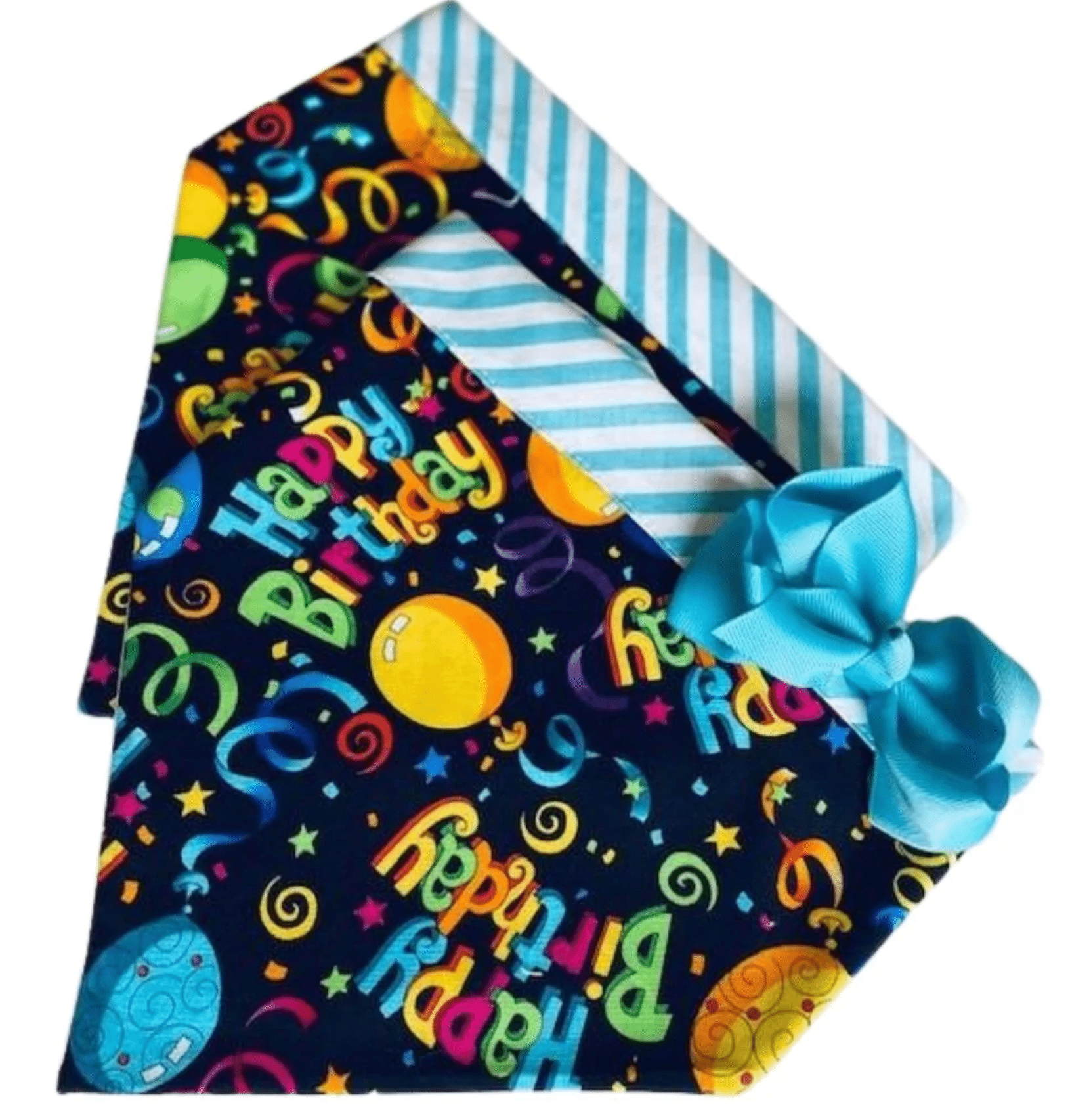 Happy Birthday Aqua Dog Bandana with Bow image 0