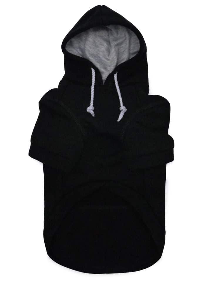 Drawstring Dog Hoodie - Black image 1
