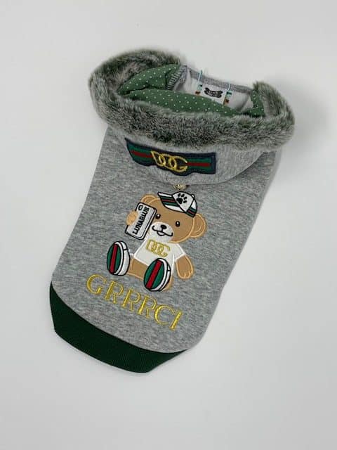 GRRRCI "Selfie Bear" Dog Hoodie - Gray image 1