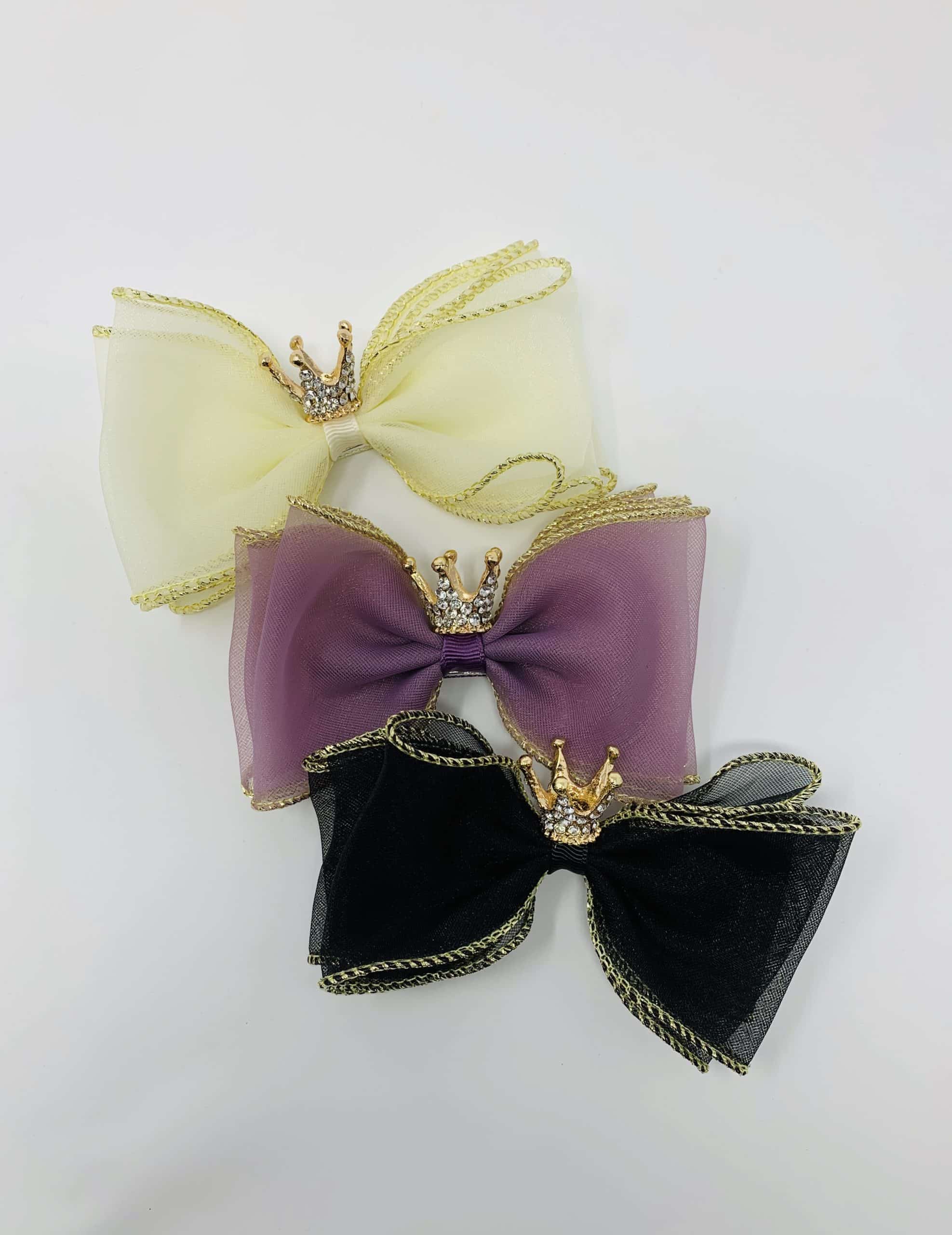 Big Crown Cream Dog Bow Clip image 1