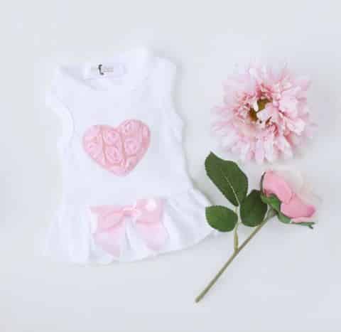 Laced Puff Heart Dog Dress - Pink image 2