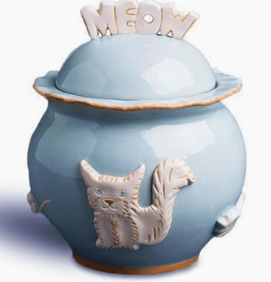 Ceramic Cat Treat Jar - Sky Blue image 0
