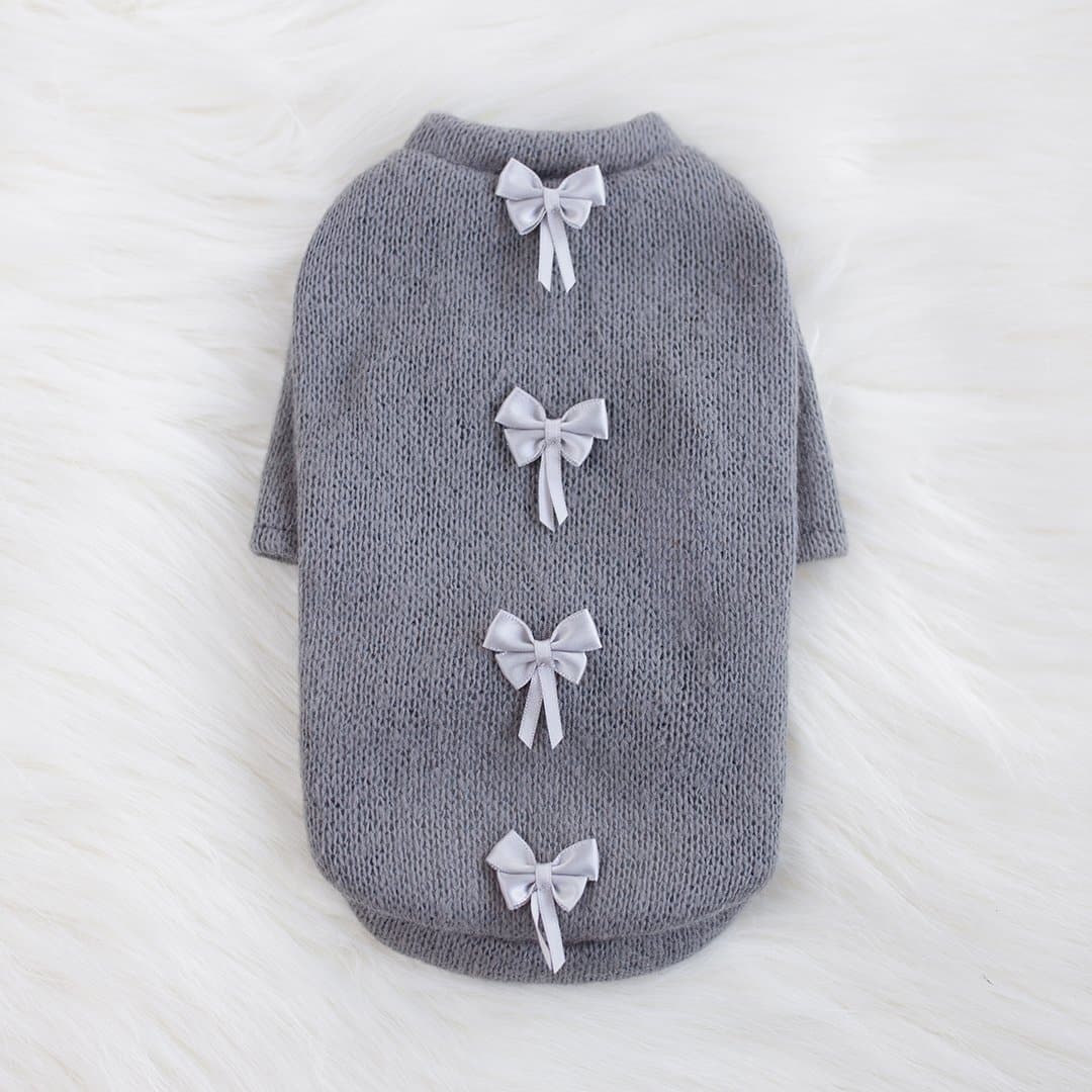 Dainty Bow Pewter Dog Sweater image 0