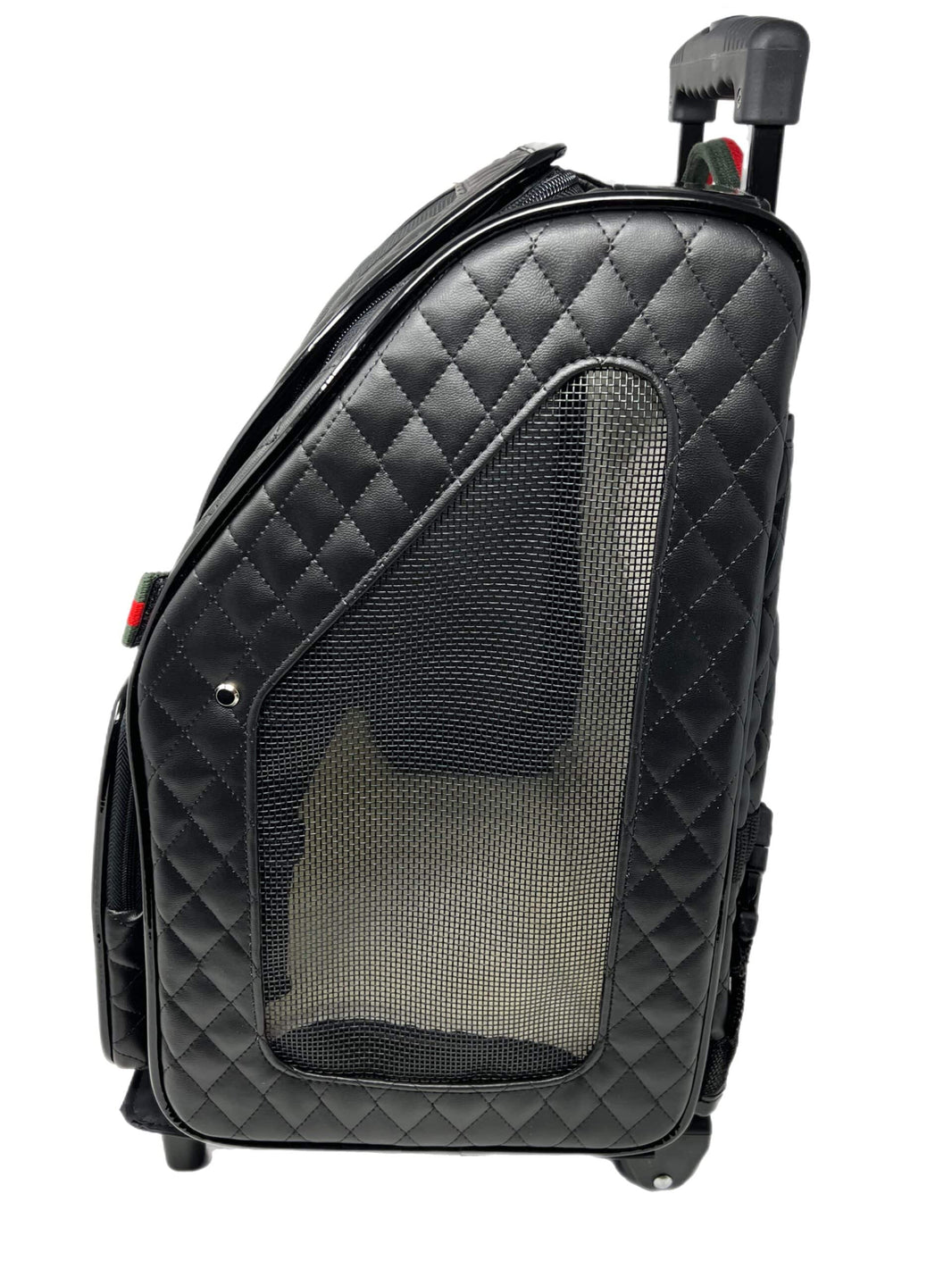 Rio Black Quilted with Designer Stripe Dog Carrier on Wheels image 1