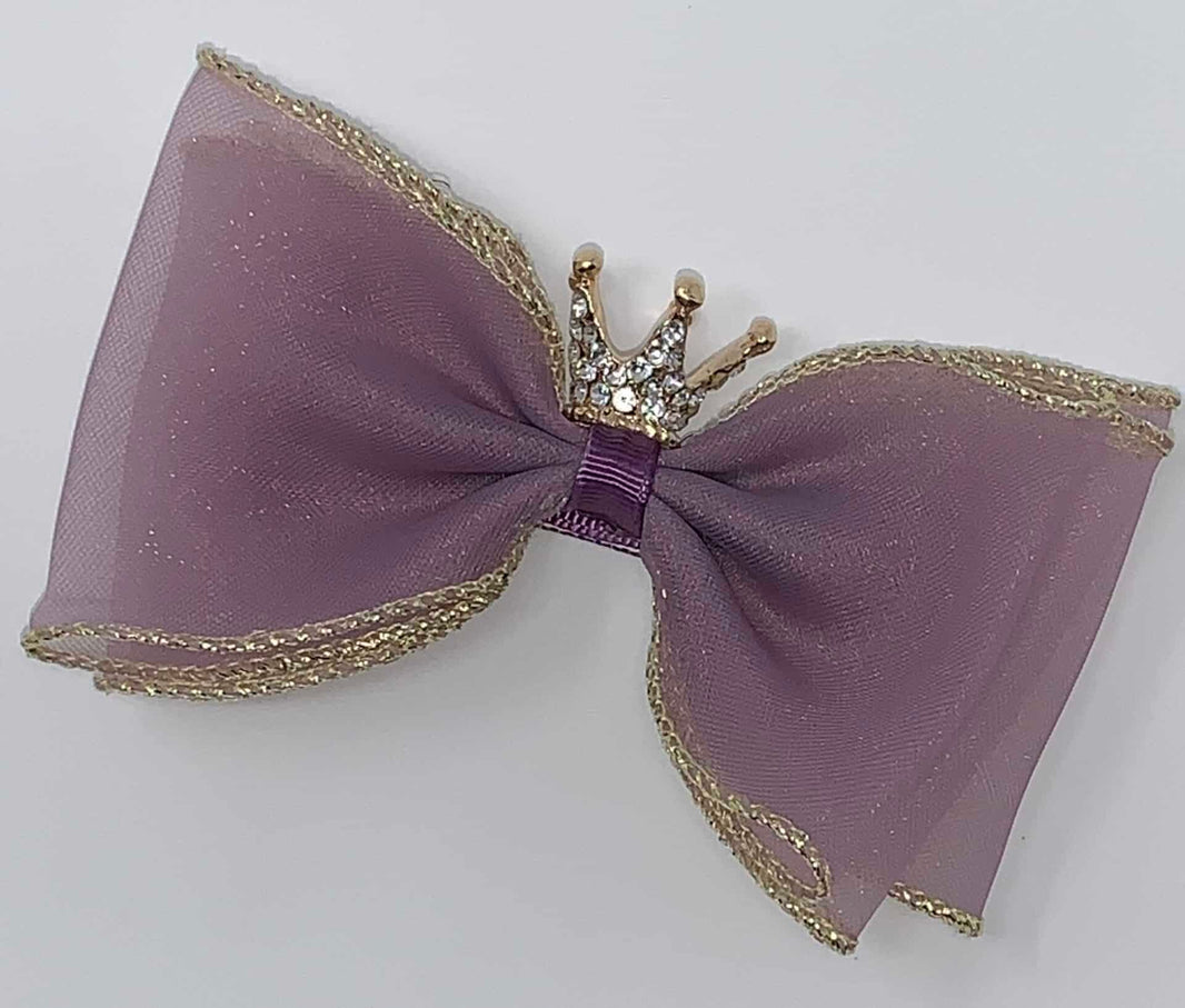 Big Crown Lilac Dog Bow Clip image 0