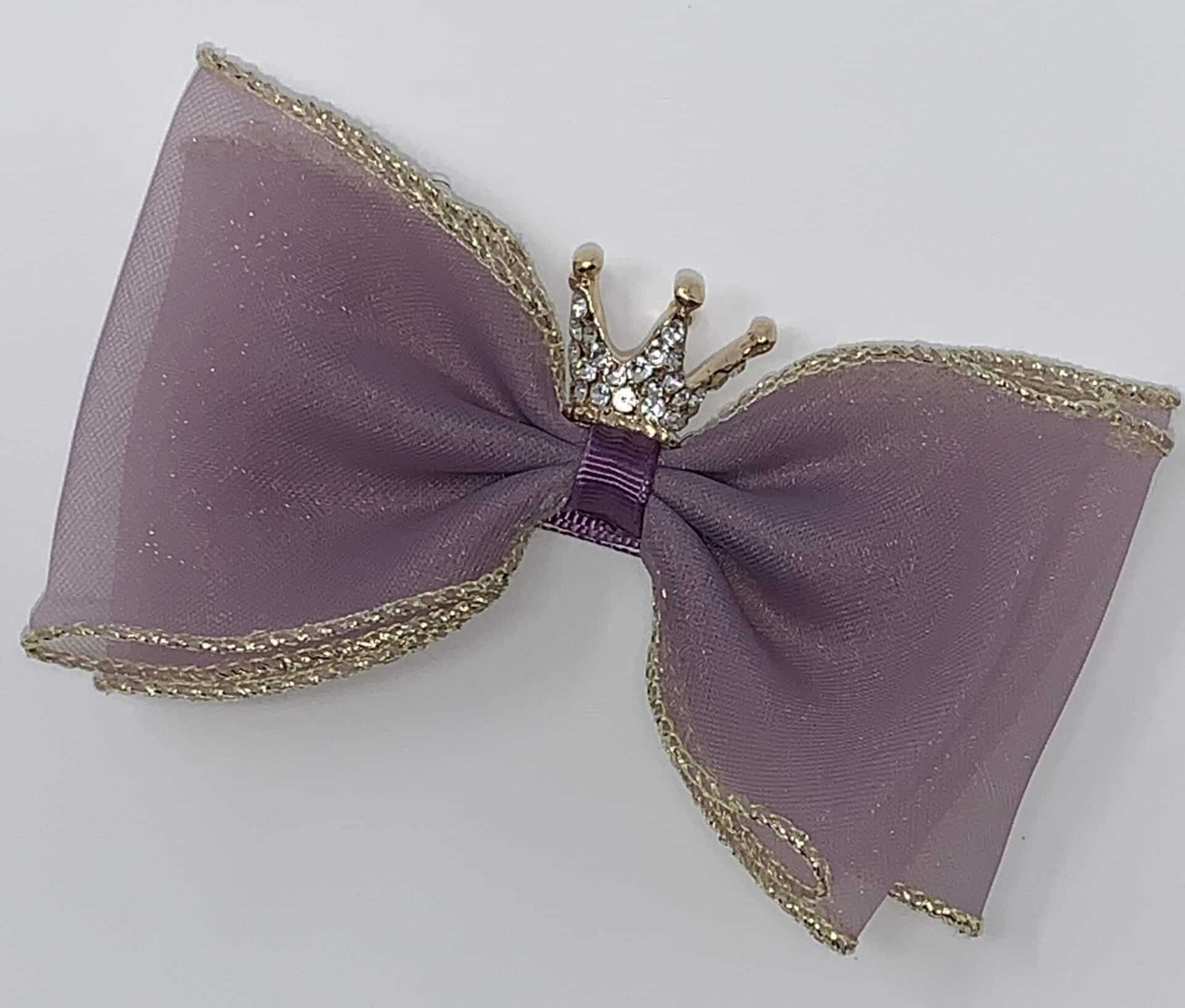 Big Crown Lilac Dog Bow Clip image 0