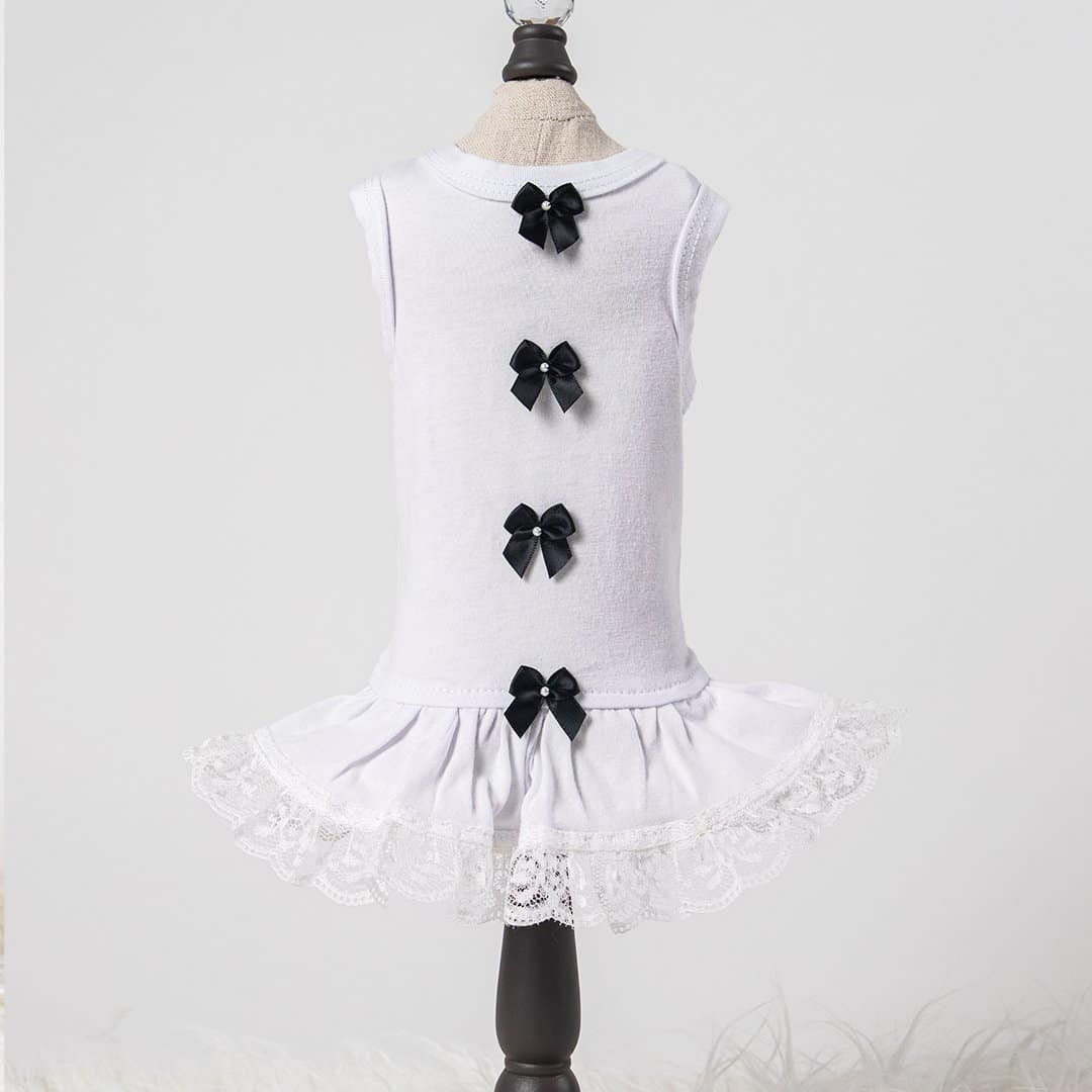Sweetheart Dog Dress - White and Black Bow image 0