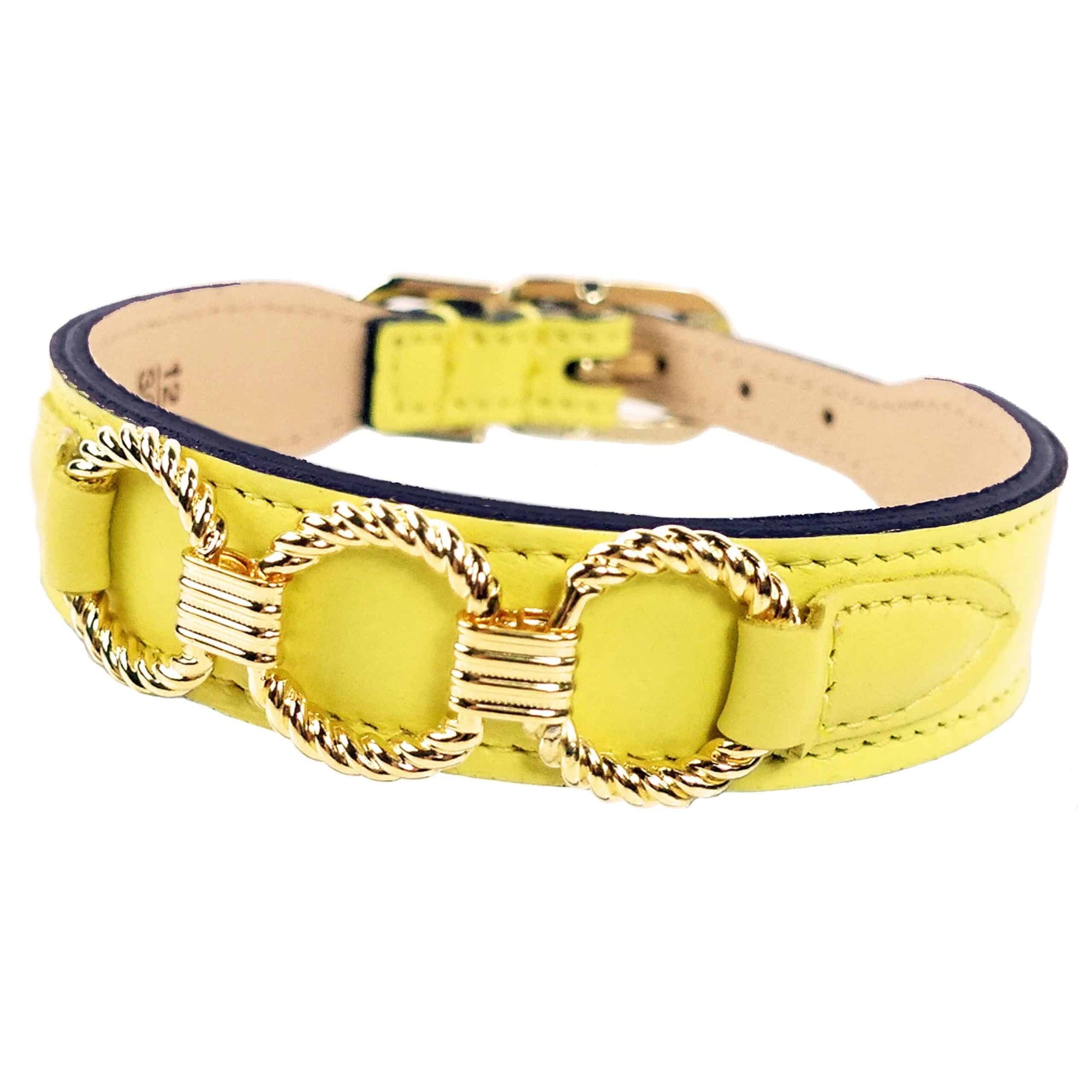 Athena in Canary Yellow & Gold Dog Collar image 0
