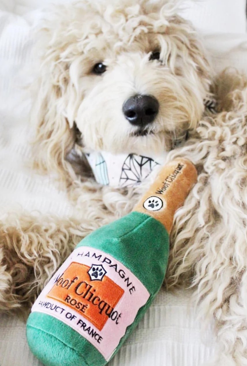 Woof Clicquot Rose' Champagne Bottle Dog Toy image 0