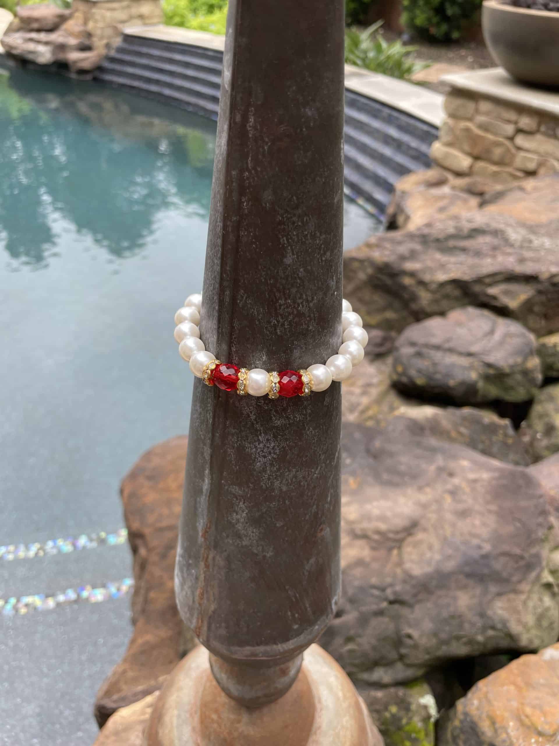 Ruby Red Pearl Dog Necklace image 2