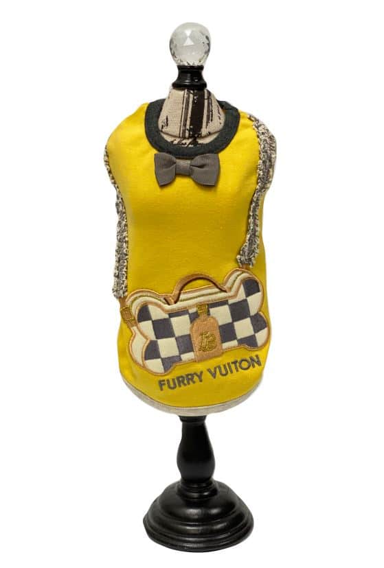 Furry Vuiton Bone Pochette Dog Tank - Yellow image 0