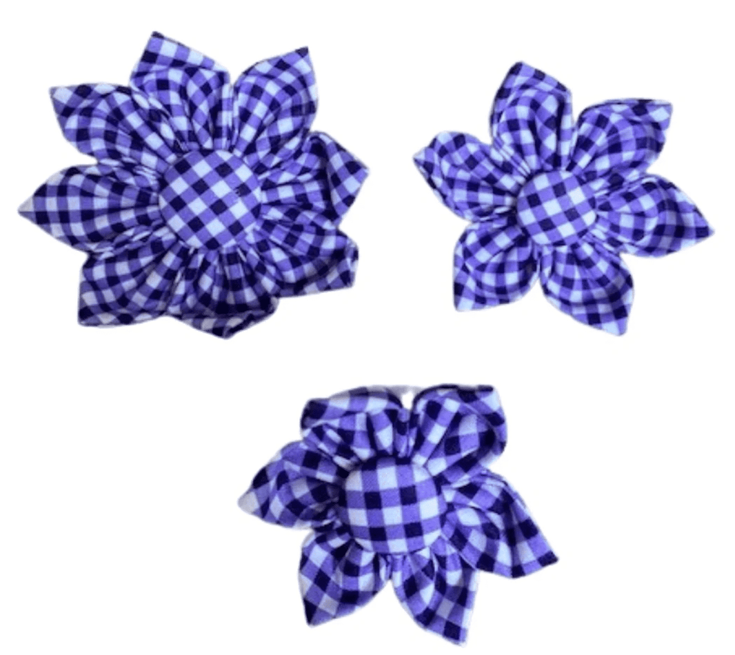 Purple Gingham Flower for Dog Collar image 0