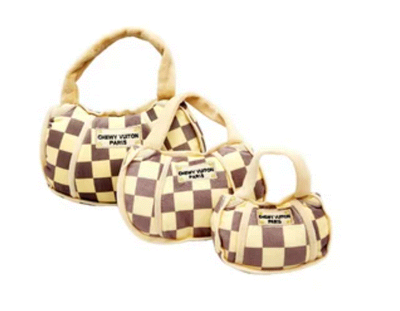 Checker Chewy Vuiton Handbag Dog Toy image 2