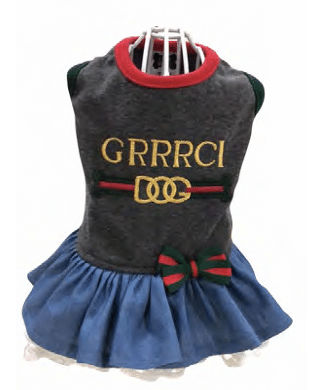 GRRRCI Charcoal Gray Denim Lace Dog Dress image 0