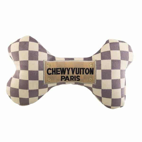 Checker Chewy Vuiton Bone Dog Toy image 1