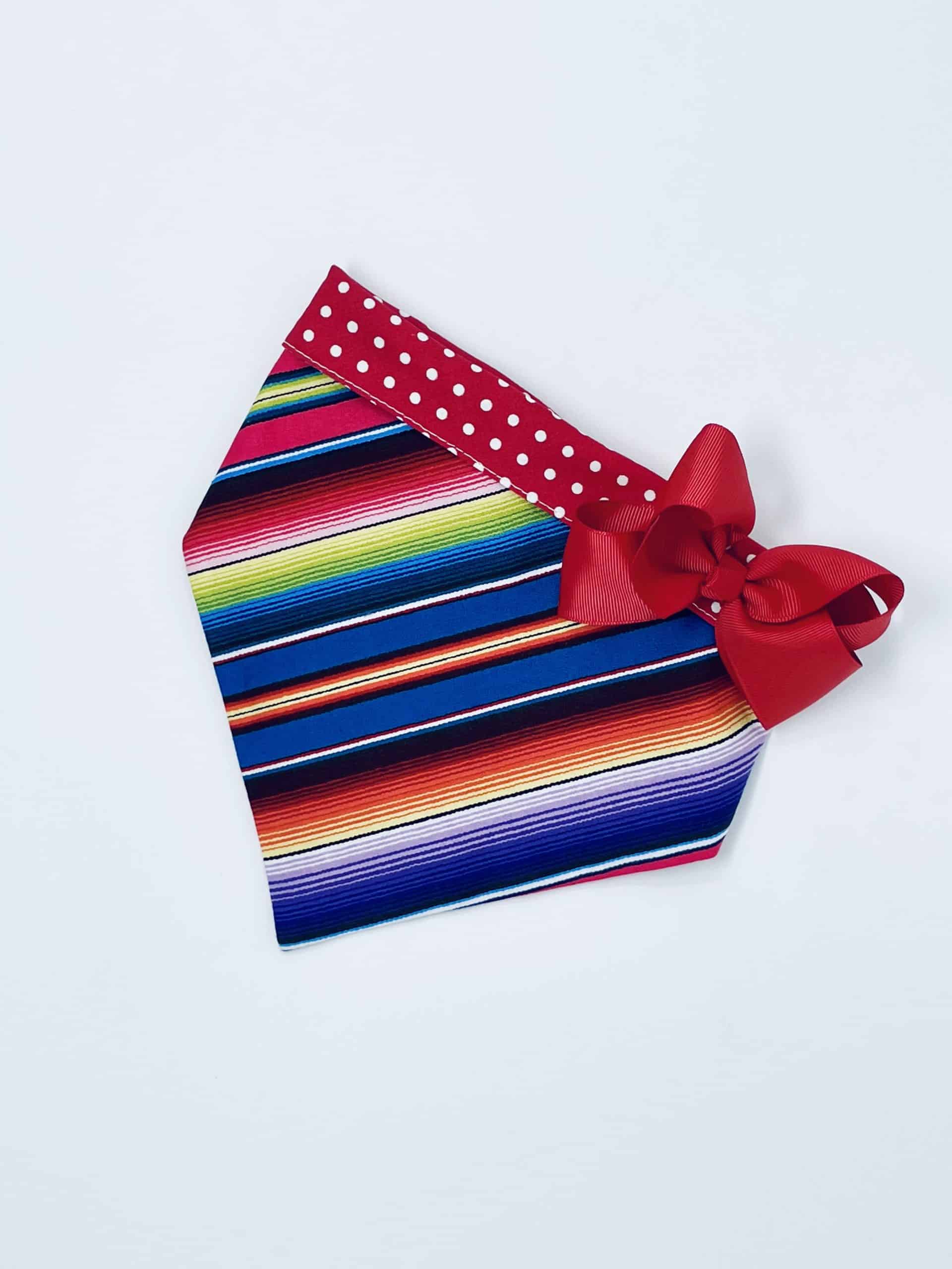 Fiesta Stripes on Red Dog Bandana with Bow image 3