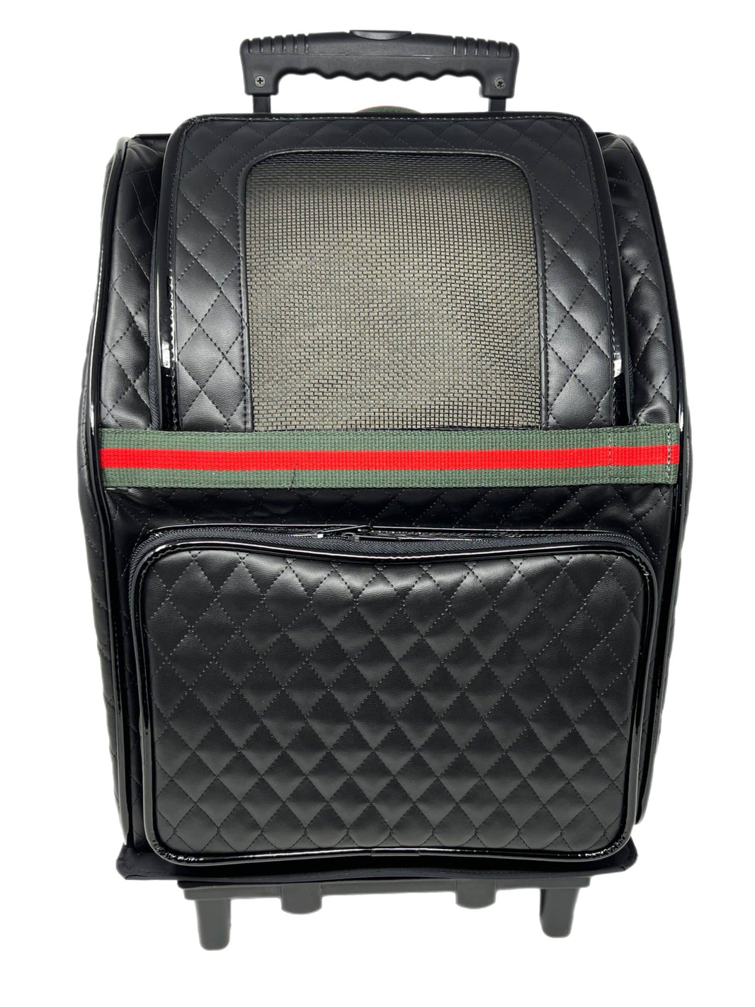 Rio Black Quilted with Designer Stripe Dog Carrier on Wheels image 0