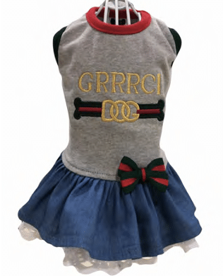 GRRRCI Light Gray Denim Lace Dog Dress image 0