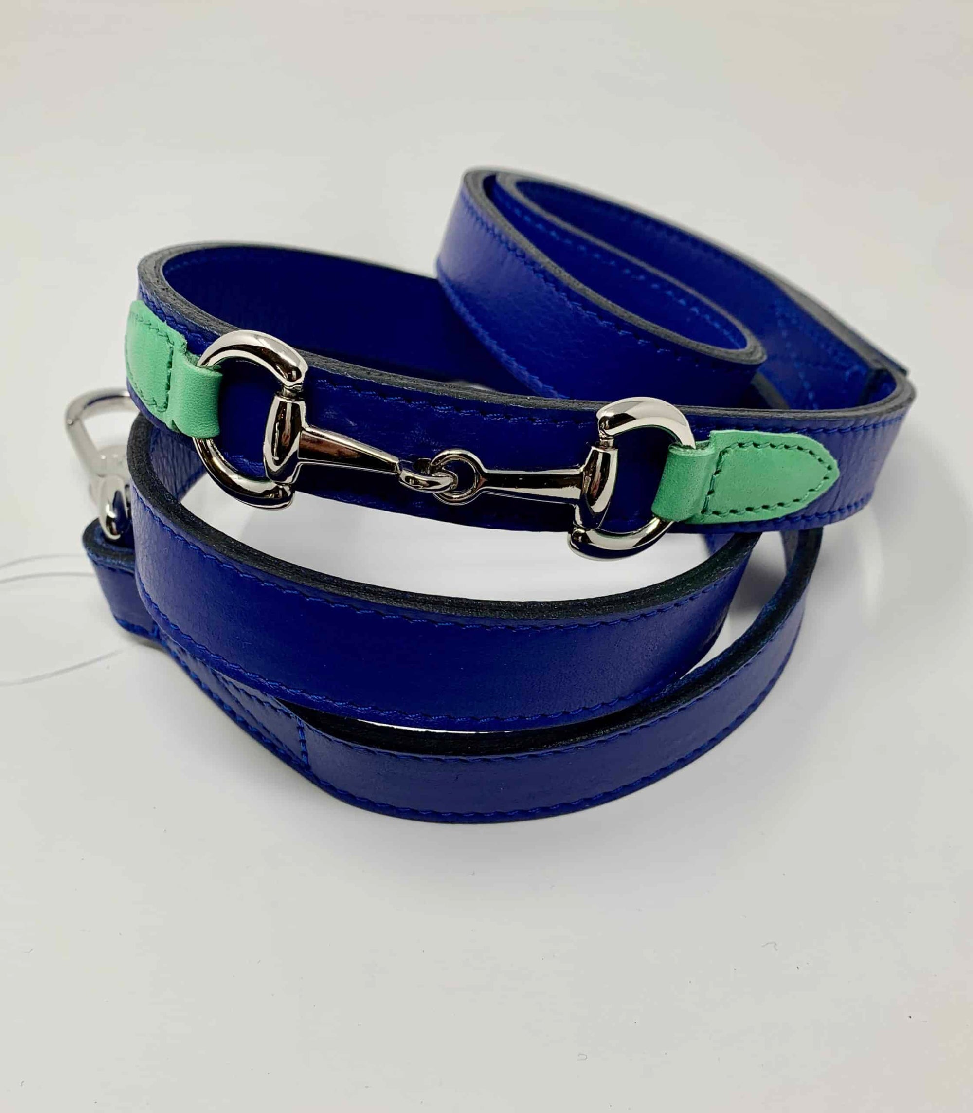 Belmont with Icon Dog Leash in Cobalt Blue, Kelly Green & Nickel image 0