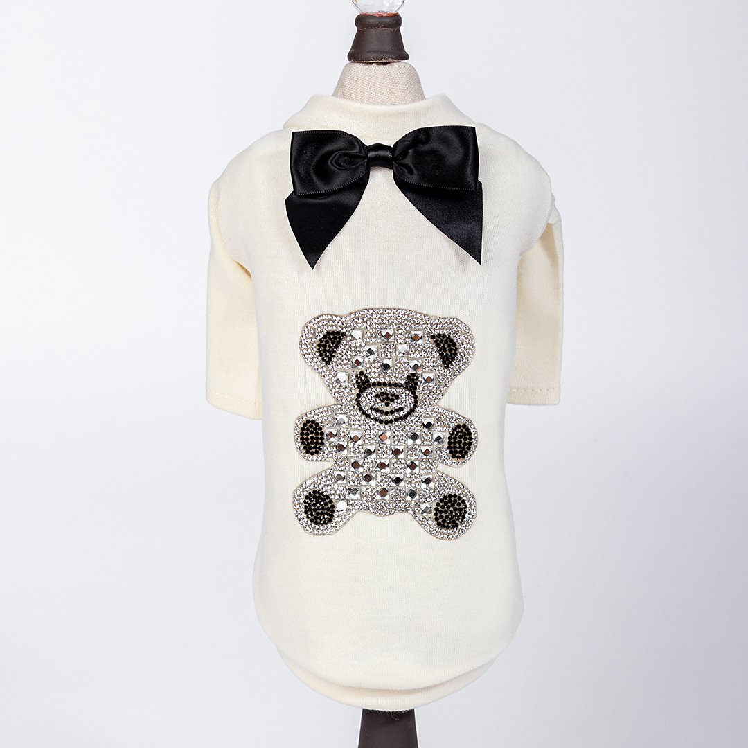 Teddy Bow Dog Tee - White image 0
