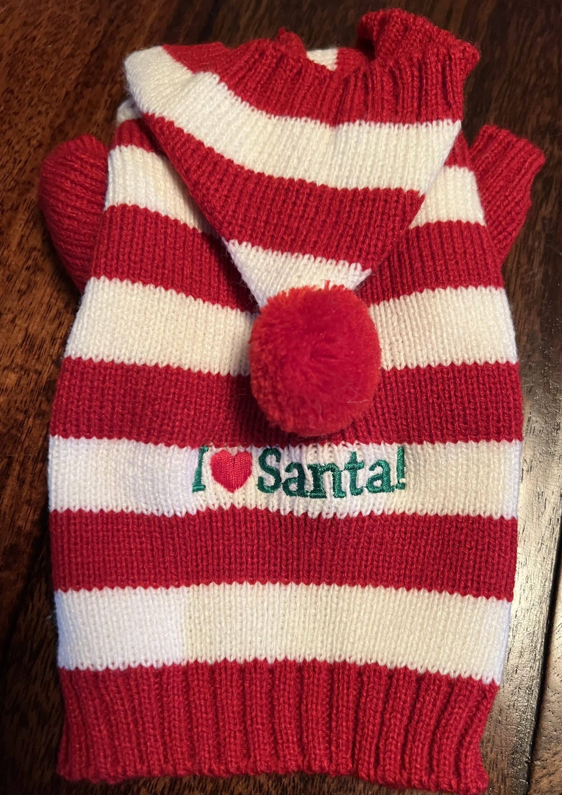 I Love Santa ~ Knit Red and White Dog Hoodie Sweater image 0